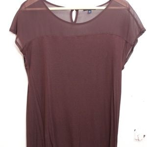 GAP burgundy sheer top blouse